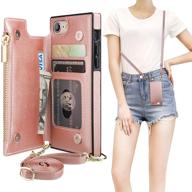 👜 bocasal crossbody wallet case for iphone 7 plus/8 plus - rose gold, with card holder, zipper card slot protector, shockproof purse cover, removable cross body strap - 5.5 inch logo