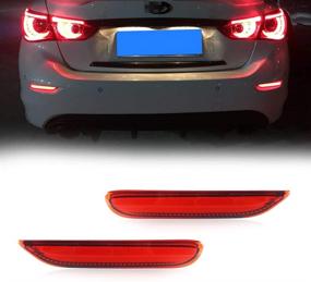 img 4 attached to 🚦 Enhance Safety with GTINTHEBOX 3D Optic Red LED Rear Bumper Reflector Brake Tail Lights