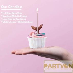 img 1 attached to 🎂 Gradient Metallic Pink Silver Cake Candles - 24 Count Luxury Birthday, Anniversary, Wedding, Baby Shower Cupcake Sparklers for Women
