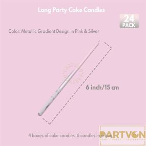 img 2 attached to 🎂 Gradient Metallic Pink Silver Cake Candles - 24 Count Luxury Birthday, Anniversary, Wedding, Baby Shower Cupcake Sparklers for Women