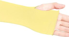 img 1 attached to Vibrant Yellow Stretchy Sleeve Fingerless Gloves: Ultimate Style with Unmatched Comfort