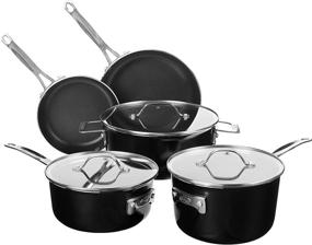 img 4 attached to Gotham Steel Stackable Pots and Pans Set: 10-Piece Stackmaster Cookware Collection with Ultra Nonstick Cast Texture Ceramic Coating in Copper Shade