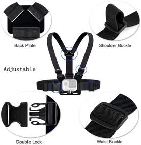 img 2 attached to 📷 VVHOOY Action Camera Accessory Kit: Chest Mount Harness and Head Strap for GoPro Hero 9 8 7 6/AKASO Brave 7 le/EK7000/V50 Elite/Dragon Touch/Vemont Waterproof Action Camera