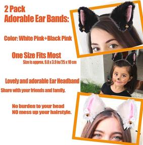 img 3 attached to 🐱 Furry Neko Ears Cosplay Headband for Girls & Women - Plush Cat Ear Costume Party Headbands for Kids