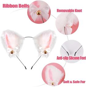 img 2 attached to 🐱 Furry Neko Ears Cosplay Headband for Girls & Women - Plush Cat Ear Costume Party Headbands for Kids