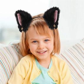 img 1 attached to 🐱 Furry Neko Ears Cosplay Headband for Girls & Women - Plush Cat Ear Costume Party Headbands for Kids