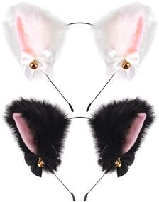 img 4 attached to 🐱 Furry Neko Ears Cosplay Headband for Girls & Women - Plush Cat Ear Costume Party Headbands for Kids