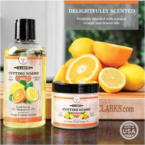 img 1 attached to 🍊 CLARK'S Cutting Board Oil & Wax: 2 Bottle Set with Orange & Lemon Scent - Includes 12oz Cutting Board Oil & 6oz Finish Wax