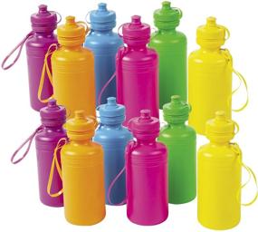 img 4 attached to 🍾 Neon Sport Water Bottles (Pack of 12) - Fun Express Party Supplies: Drinkware, Incentives