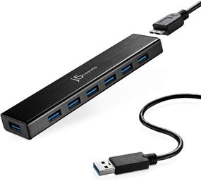 img 1 attached to 🔌 j5create 7-Port USB 3.0 Data Hub with Extended Cable & Power Adapter for Mac, Windows, Laptop, Surface, PC - JUH377