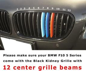 img 2 attached to 🚘 Enhance your BMW F10 F11 5 Series with iJDMTOY Exact Fit ///M-Colored Grille Insert Trims (12 Beams) for M-Performance Black Kidney Grill