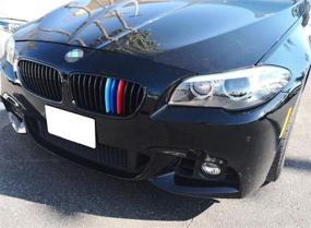 img 1 attached to 🚘 Enhance your BMW F10 F11 5 Series with iJDMTOY Exact Fit ///M-Colored Grille Insert Trims (12 Beams) for M-Performance Black Kidney Grill