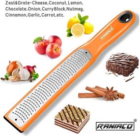 img 3 attached to 🍊 Versatile Stainless Steel Zester Grater with Ergonomic Handle - Ideal for Cheese, Lemon, Ginger, and Potato - Includes Plastic Cover and Rubber Base (Orange)