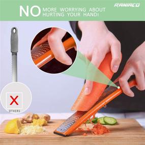 img 1 attached to 🍊 Versatile Stainless Steel Zester Grater with Ergonomic Handle - Ideal for Cheese, Lemon, Ginger, and Potato - Includes Plastic Cover and Rubber Base (Orange)