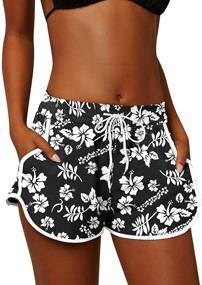 img 1 attached to Womens Drawstring Elastic Waistband Boardshort Women's Clothing for Swimsuits & Cover Ups