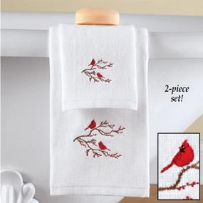 img 1 attached to 🐦 Winter Cardinal Christmas Bathroom Towel Set - Collections Etc 2pc