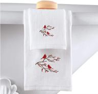 🐦 winter cardinal christmas bathroom towel set - collections etc 2pc logo