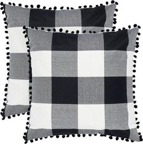 img 3 attached to CHICHIC Set of 2 Fall Pillow Covers, 18 x 18 Inch Black and White Buffalo Check Plaid Cushion Cases for Farmhouse Retro Decor, Decorative Square Pillowcase for Fall Decor Bed Sofa Couch Chair