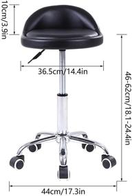 img 2 attached to 🪑 KKTONER PU Leather Round Rolling Stool: Height Adjustable Swivel Chair with Backrest and Wheels - Black