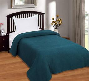 img 1 attached to Cotton Clinic 100% Cotton Bed Blanket - Twin Size Thermal Blanket 🛏️ for Layering Any Bed, Soft and Breathable Teal Blanket - Perfect for All Seasons