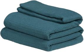 img 2 attached to Cotton Clinic 100% Cotton Bed Blanket - Twin Size Thermal Blanket 🛏️ for Layering Any Bed, Soft and Breathable Teal Blanket - Perfect for All Seasons