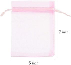 img 2 attached to 🎁 100 Pcs Pink Organza Sheer Gift Wrap Bags, 5x7 inches, Drawstring Satin Ribbon Pouches for Baby Shower Favor, Party Wedding Favors Decoration, Card Deck, Jewelry, Boys Holiday Gift