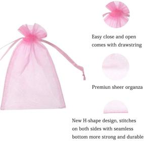 img 3 attached to 🎁 100 Pcs Pink Organza Sheer Gift Wrap Bags, 5x7 inches, Drawstring Satin Ribbon Pouches for Baby Shower Favor, Party Wedding Favors Decoration, Card Deck, Jewelry, Boys Holiday Gift