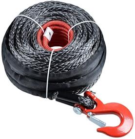 img 4 attached to Astra Depot 92ft x 1/2-Inch Synthetic Winch Rope with 22,000LBs Capacity, Protective Sleeve and RED Hook for Jeep, ATV, UTV, KFI Truck, Boat, or Ramsey