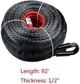 img 3 attached to Astra Depot 92ft x 1/2-Inch Synthetic Winch Rope with 22,000LBs Capacity, Protective Sleeve and RED Hook for Jeep, ATV, UTV, KFI Truck, Boat, or Ramsey