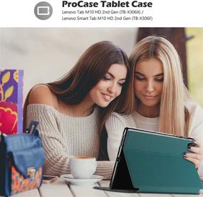 img 2 attached to 📱 Противоударный чехол ProCase для планшета Lenovo M10 HD 2-го поколения (2020 года) - Бирюзовый, тонкий стенд-фолио умный чехол