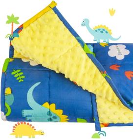 img 4 attached to Sivio 3 lb Weighted Blanket for Kids, Minky Fleece and 100% Cotton Throw Blanket with Beads, Reversible Heavy Blanket for Children Weighing 19-30 lbs, 36x48 Inch, Blue Dinosaur
