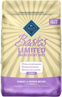 🐶 blue buffalo basics limited ingredient diet: puppy dry dog food - turkey & potato - natural nutrition for your growing pup! logo