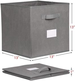 img 3 attached to 📦 KEEGH Fabric Cube Storage Bins 13x13” - Collapsible Cloth Storage Cube Basket Set of 6 - Sturdy Foldable Bins for Cube Organizer - Grey