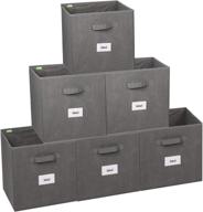 📦 keegh fabric cube storage bins 13x13” - collapsible cloth storage cube basket set of 6 - sturdy foldable bins for cube organizer - grey logo