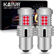 katur 1156 led bulbs ba15s p21w 7506 - super bright 12pcs 3030 & 8pcs 3020 chip, canbus error free - replacement for turn signal, reverse, brake, tail, stop & parking lights - brilliant red (pack of 2) logo