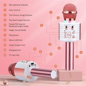 img 3 attached to FISHOAKY Караоке микрофон: Портативная машина с Bluetooth и LED-подсветкой, запись голоса при исполнении музыки - идеальное решение для Рождества, дня рождения, домашней вечеринки, КТВ или на открытом воздухе.