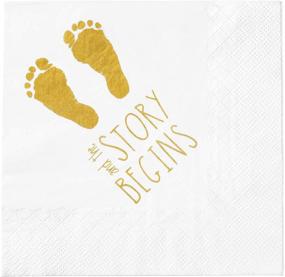 img 4 attached to 🍼 Premium Baby Shower Napkins: 'And The Story Begins' - 100 Gender Reveal Gold Napkins - Large 6.5 x 6.5 Inch