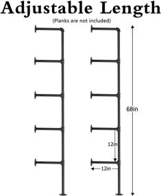 img 3 attached to Industrial Iron Pipe Shelf Wall Mount: Farmhouse DIY Open Bookshelf for Kitchen Bathroom, Living Room Storage - 2Pack of 5 Tier Pipe Shelves