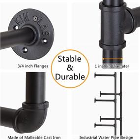 img 2 attached to Industrial Iron Pipe Shelf Wall Mount: Farmhouse DIY Open Bookshelf for Kitchen Bathroom, Living Room Storage - 2Pack of 5 Tier Pipe Shelves