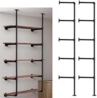 industrial iron pipe shelf wall mount: farmhouse diy open bookshelf for kitchen bathroom, living room storage - 2pack of 5 tier pipe shelves logo