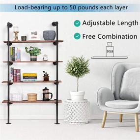 img 1 attached to Industrial Iron Pipe Shelf Wall Mount: Farmhouse DIY Open Bookshelf for Kitchen Bathroom, Living Room Storage - 2Pack of 5 Tier Pipe Shelves