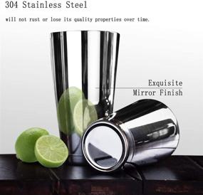 img 2 attached to 🍹 Stainless Steel 13 Piece Boston Cocktail Shaker Bartender Kit with Shaker Tins, Measuring Jigger, Spoon, Pourers, Muddler, Strainer, Tongs, Bottle Stoppers, Opener, Stand, Recipes