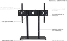 img 1 attached to 📺 Mount-It! Adjustable Tabletop TV Stand with Tempered Glass Base | Universal Fit for 600x400 VESA Patterns | Height-Adjustable Television Replacement Stand (MI-846)