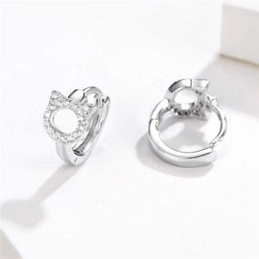 img 1 attached to 🐱 925 Sterling Silver CZ Kitty Hoop Earrings for Women Teen Girls - Cute Cat Cubic Zirconia Cartilage Small Hoops - Tiny Hollow Pet Hinged Huggie Sleeper Hoops Hypoallergenic for Sensitive Ears - Dainty Jewelry