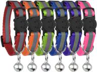 🐱 enhanced reflective cat collar with bell, 6-pack set: solid & safe nylon collars for cats, mixed colors, breakaway feature, free replacement logo