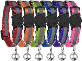 img 4 attached to 🐱 Enhanced Reflective Cat Collar with Bell, 6-Pack Set: Solid & Safe Nylon Collars for Cats, Mixed Colors, Breakaway Feature, Free Replacement