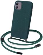 🌿 just must phone case for iphone 11 - 100% compostable, eco-friendly crossbody strap, sports outdoor pine green phone case logo