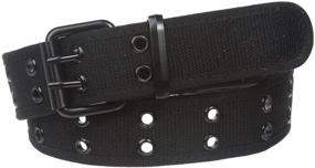 img 2 attached to 👗 Black Canvas Women's Belt with Double Hole Grommets, Stylish Accessory