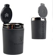 🚗 premium leather car ashtray: detachable, easy clean-up, fits most cup holders - available in 3 colors (black) logo