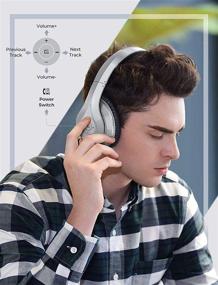img 3 attached to 🎧 65H Playtime Wireless Over Ear Headphones with Hi-fi Stereo Sound, Deep Bass, CVC 6.0 Mic, Adjustable & Comfortable Headset for PC, TV - Foldable Design